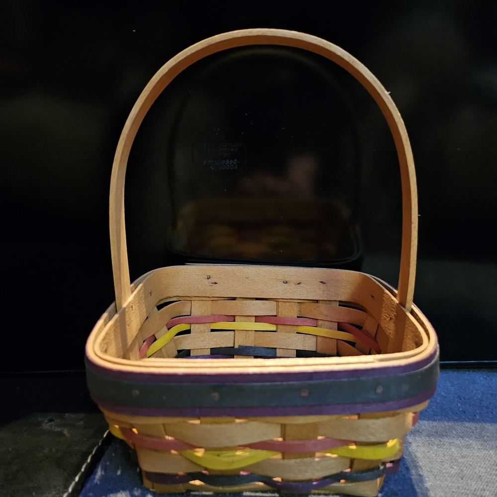 Longaberger Handwoven Basket with Brown and Purple Accents